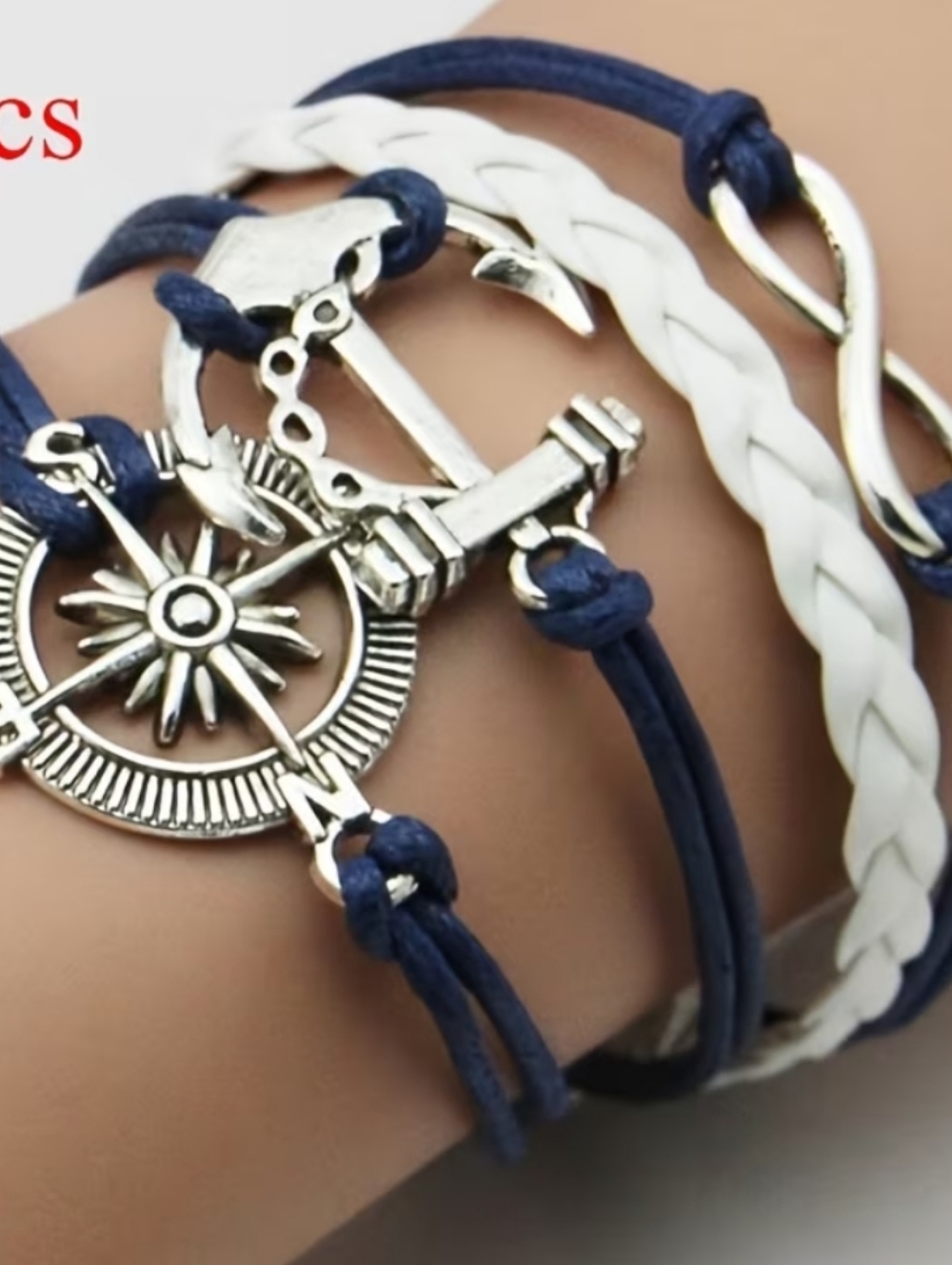 Nautical Charm Bracelet Set - Navy and White - Picture 1 of 7